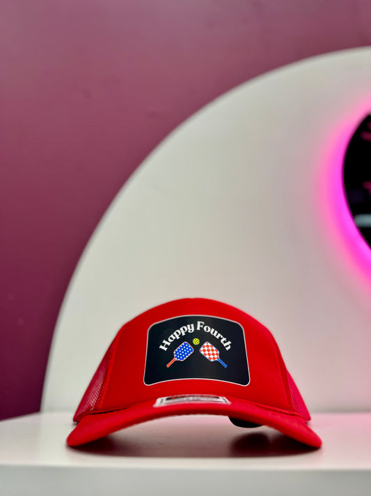 “Happy Fourth” Pickleball Trucker Hat